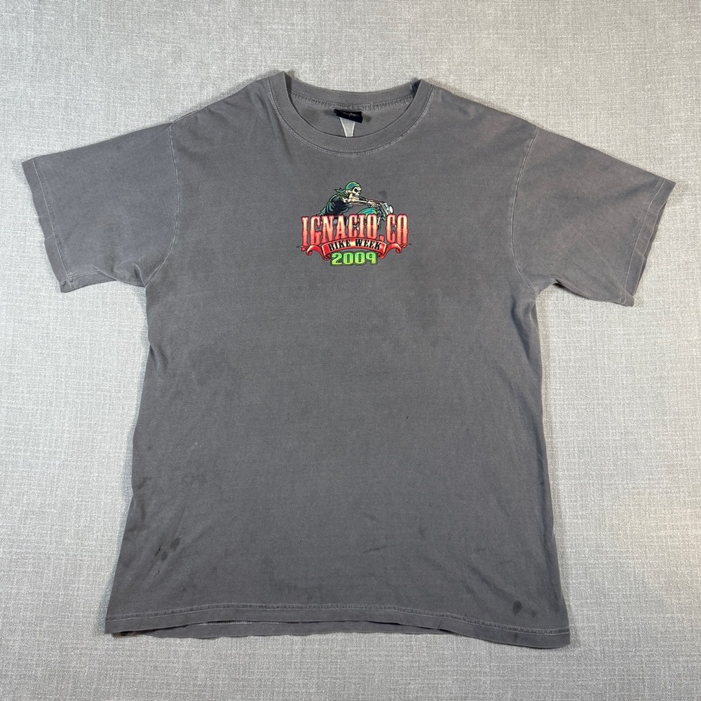 Ignacio CO Bike Week 2009 Tee | Gray | Size L | Skeleton Biker Graphic